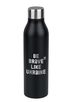 Термопляшка для напоїв like ukraine (чорна)2 фото