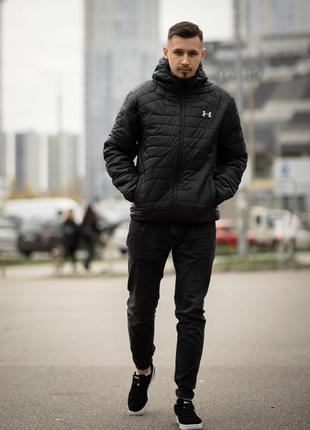 Мужская куртка under armour Hooded черная на весну / осень