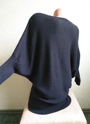 Брендовый свитер летучая мышь. реглан. пуловер. шерсть. ангора. пайетки. трехцветный. синий, серый, черный.5 фото