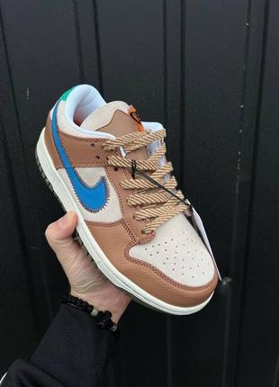 Женские коричневые кожаные кроссовки nike air dunk 🆕 молодежные найк данк