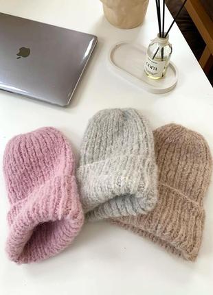 Тёплая шапка из шерсти альпака