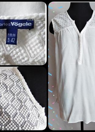 Батистовая блузка с кружевной вставкой