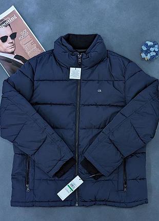 Чоловічий зимовий пуховик calvin klein синій / дуже теплі куртки на зиму для чоловіків келвін клейн