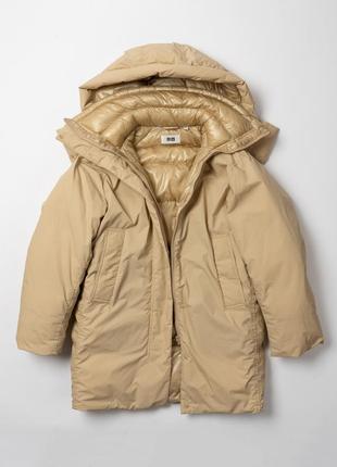 Uniqlo u padded oversized parka coats beige женский пуховик парка3 фото