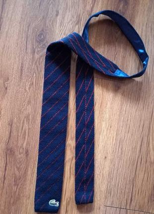 Lacoste chemise галстук винтажный вязаный с ровным краем шерсть лого оригинал синий в полоску1 фото