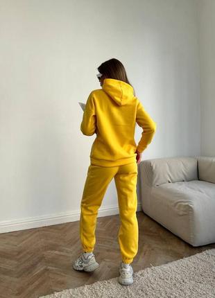 Жіночий костюм класичний спортивний спорт повсякденний класний зручний якісний штани штанішки і + худі кофта жовтий1 фото