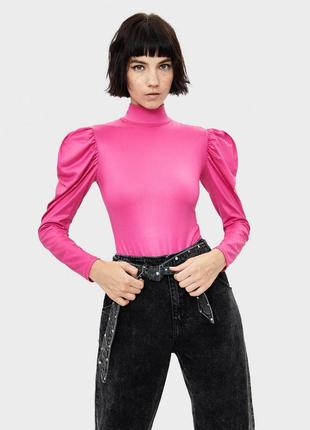 Праздничный неоновый боди bershka малиновый