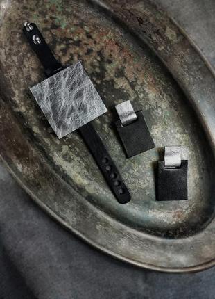 Геометричні сережки + браслет , прямокутні шкіряні сережки , комплект браслет + сережки