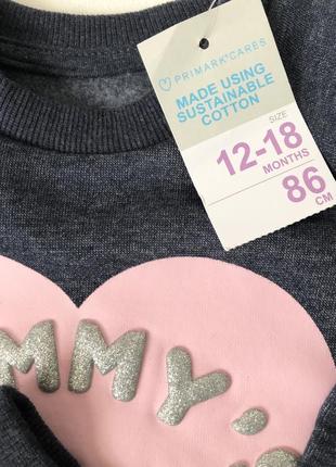 Реглан primark трикотажний утеплений нарядний для дівчинки baby 1-1,5 року(86 см)4 фото