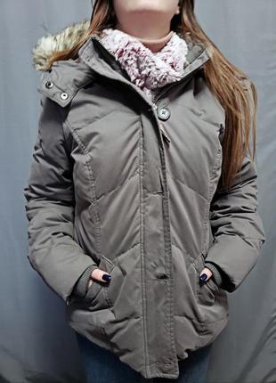 Пуховик куртка зимняя на пуху с капюшоном fat face down jacket uk14 original10 фото
