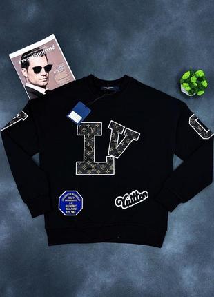 Мужской свитшот louis vuitton черный / теплые кофты эхо витон на осень - зиму