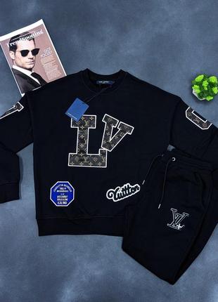 Теплый спортивный костюм louis vuitton черный / качественные молодежные спортивные костюмы луи витон