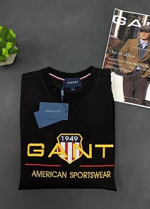 Світшот gant чорний чоловічий / якісні кофти на чоловіка в чорні гент2 фото