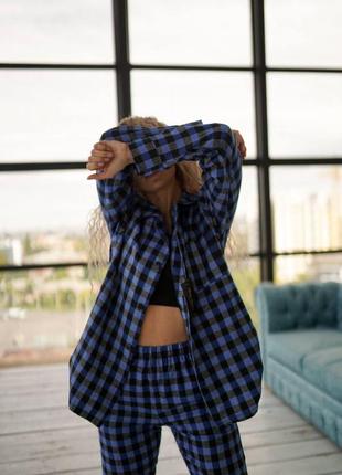 Фланелевая пижама унисекс рубашка и штаны2 фото