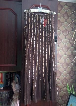Длинное платье с биркой + прозрачная накидка сетка комплект 2 в 1 sandra darren,l р.2 фото