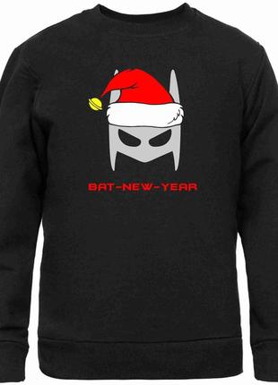 Свитшот черный с новогодним принтом "bat-new-year. бэтмен-новый год" push it