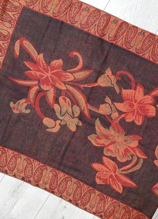 Двосторонній широкий шарф* палантин в квітковий принт( 70 см х 180 cm)4 фото