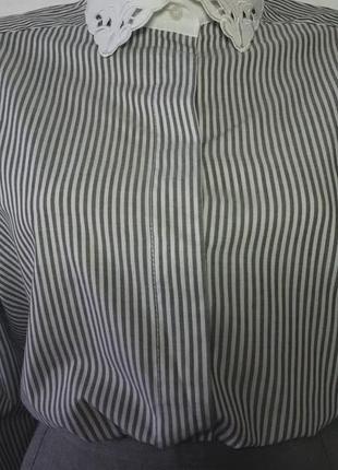 Рубашка в полоску винтажная базовая на длинний рукав3 фото
