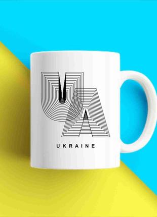 Біла чашка (кухоль) з патріотичним принтом "ua. ukraine. украина" push it