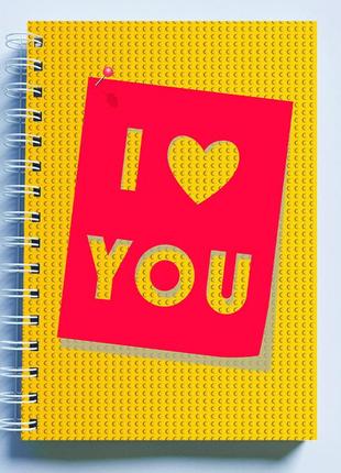 Скетчбук sketchbook (блокнот) для рисования с принтом "i love you. я люблю тебя"