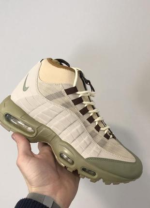 Крутые мужские кроссовки nike air max 95 sneakerboot khaki cream premium бежевые хаки5 фото