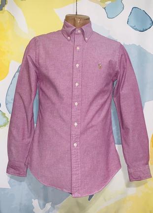 Оригинальная брендовая хлопковая рубашка ralph lauren светло-фиолетового цвета