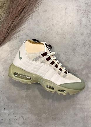 Крутые мужские кроссовки nike air max 95 sneakerboot khaki cream premium бежевые хаки1 фото