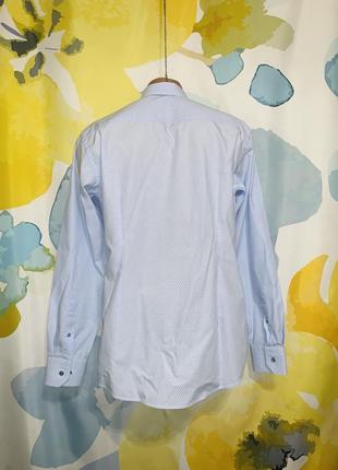 Оригинальная брендовая хлопковая голубая рубашка eton премиум качества4 фото