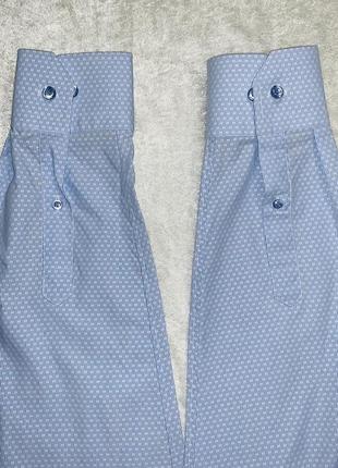 Оригинальная брендовая хлопковая голубая рубашка eton премиум качества7 фото