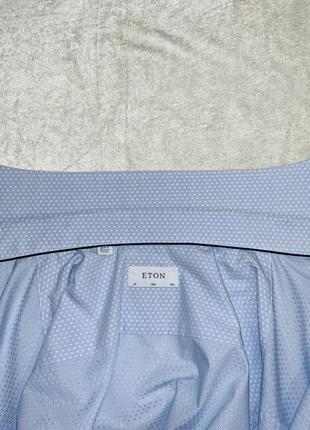 Оригинальная брендовая хлопковая голубая рубашка eton премиум качества8 фото