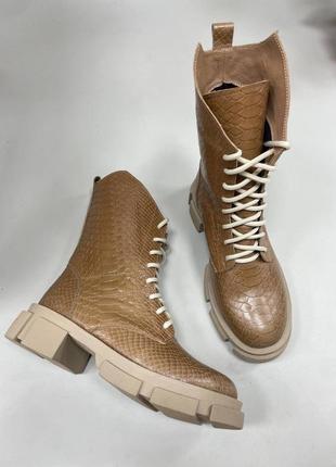 Карамельні черевики tokio пітон натуральна шкіра замш зима демісезон