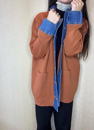 Оригінальний кардиган sandro paris у теракотовому кольорі