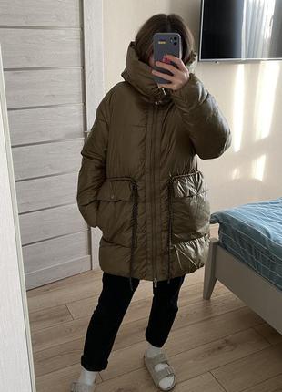 Пуховик оверсайз подовжений zara10 фото