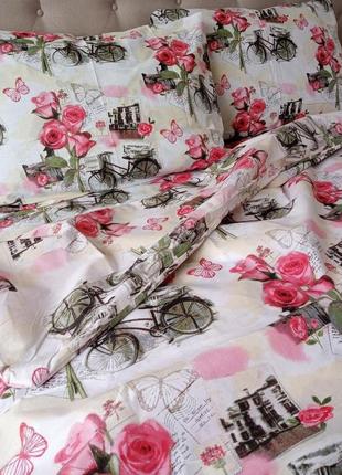 Двуспальный комплект постельного белья " цветы, розы ", бязь голд люкс  "виталина"