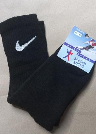 Шкарпетки теплі зимові (махра), в стилі nike термо чорні5 фото