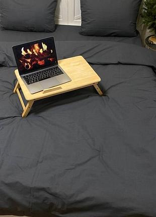 Євро однотонний комплект постільної білизни темно сірий графітовий бязь голд люкс "віталіна"