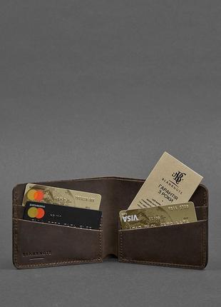 Женский тонкий кожаный кошелек маленькое портмоне двойного сложения из натуральной кожи коричневый5 фото