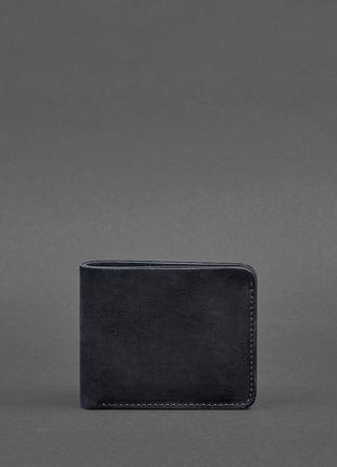Женский тонкий кожаный кошелек маленькое портмоне двойного сложения из натуральной кожи синий2 фото
