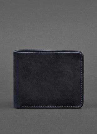 Женский тонкий кожаный кошелек маленькое портмоне двойного сложения из натуральной кожи синий1 фото