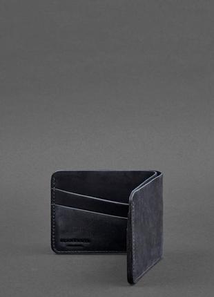 Женский тонкий кожаный кошелек маленькое портмоне двойного сложения из натуральной кожи синий3 фото