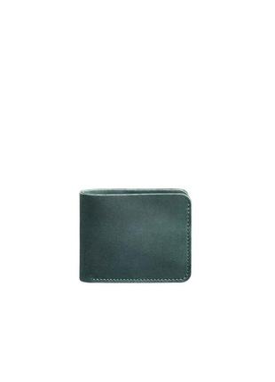 Жіночий тонкий шкіряний гаманець маленьке портмоне подвійного складання з натуральної шкіри зелений6 фото