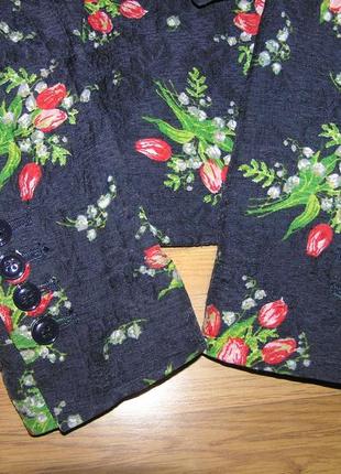 Пиджак жакет zara. цветочный принт  (шелк/ хлопок)2 фото