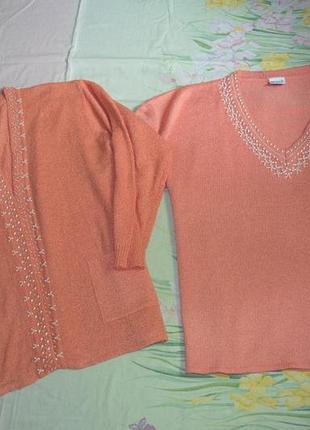 Нарядный комплект кофточка и кардиган. батал 58-60 размер