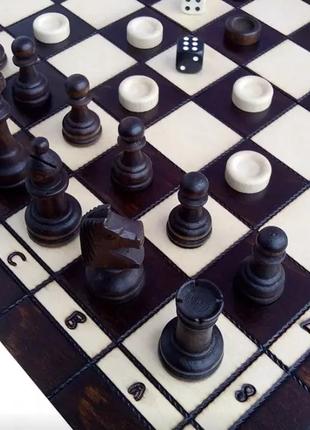 Шахи шашки нарди 3в1 (2в1) дерев'яні комплект подарункові з натурального дерева 41 на 41 madon hit (141)5 фото