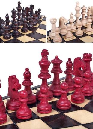 Середні потрійні шахи дерев'яні подарункові для трьох 35 на 35 см madon trojki (163)3 фото