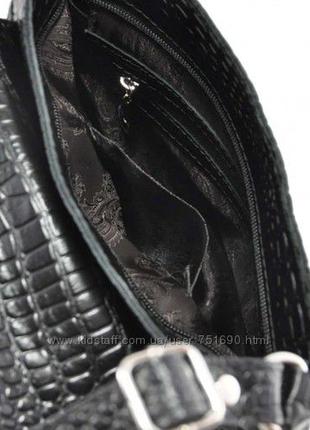 Кожаная черная кросс-боди в коже под кайман, цвета в ассортименте3 фото