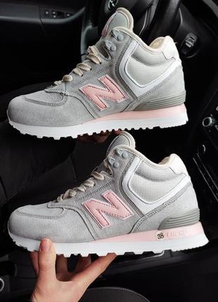 Жіночі кросівки в стилі new balance 574 сірі теплі зимові на хутрі2 фото