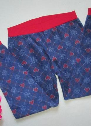 Флисовые теплые мягкие уютные домашние пижамные брюки в сердечки высокая посадка  george3 фото