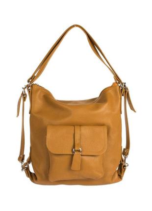 Світло коричневий сумка-рюкзак шкіра жіночий синій коричневий cavaldi s0080