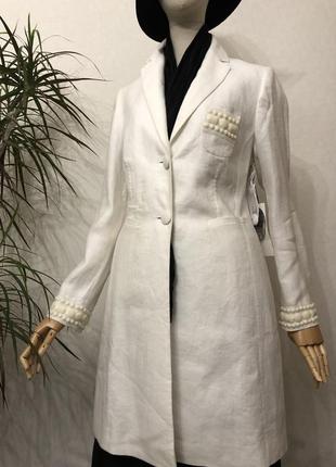 Новый,100%лен,белый тренч,удлинённый жакет,пиджак,пальто,плащ,премиум бренд,riani5 фото
